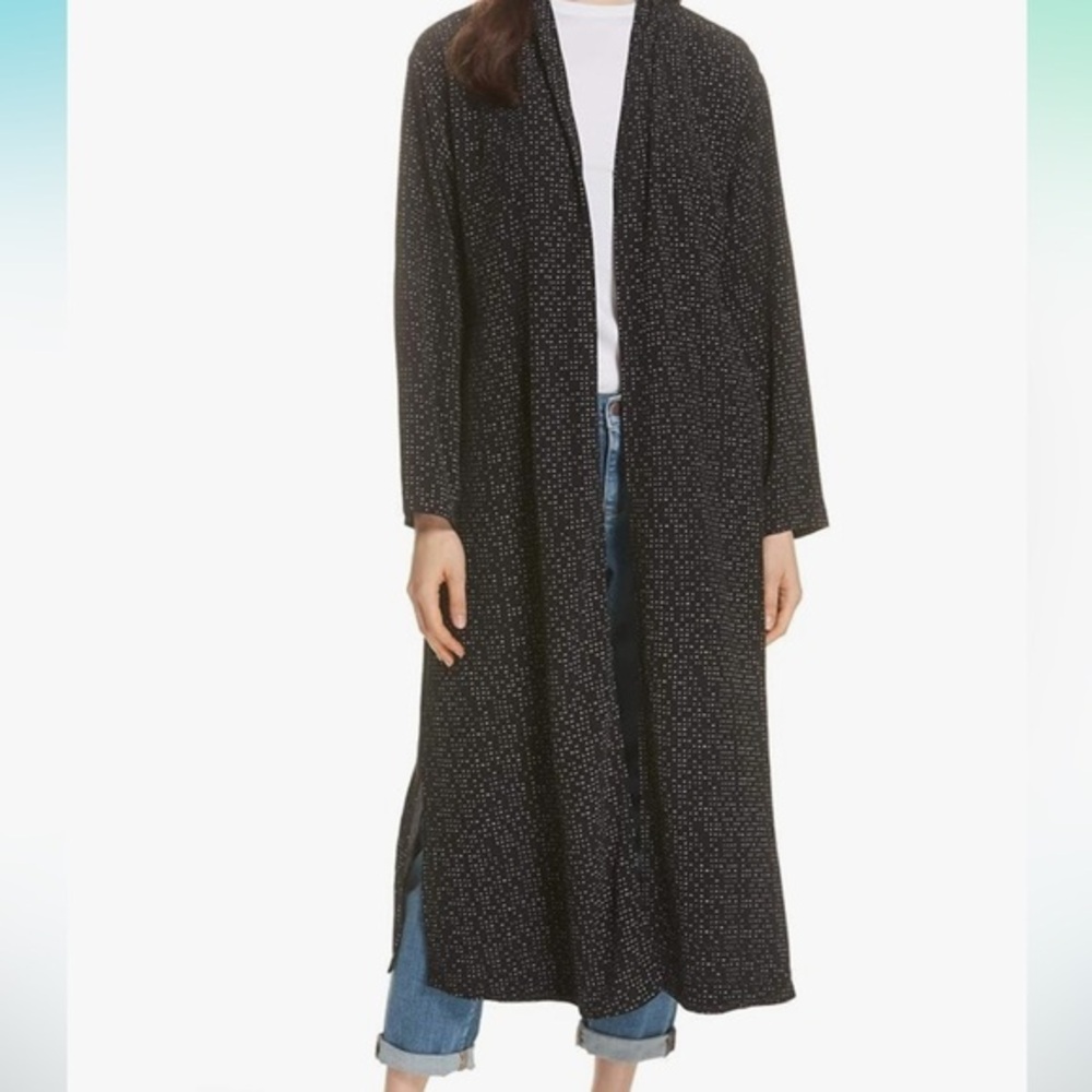 Eileen Fisher Morse Code Long Kimono Waist Tie Jacket  in Size L